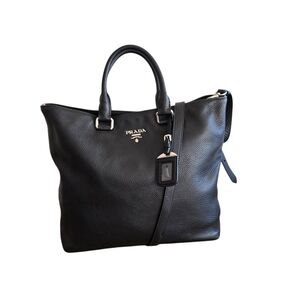 Prada Black Leather Tote Bag